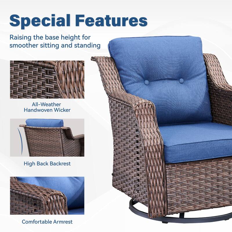 Pocassy 6-Piece Patio Swivel Chair with Side Table