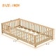 preview thumbnail 12 of 12, Natural Twin Size Pine Floor Bed with Guardrails & Door