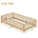 preview thumbnail 12 of 38, Twin Size Pine Wood Floor Bed with Safety Guardrails and Door for Kids, Boys, Girls, Bedroom