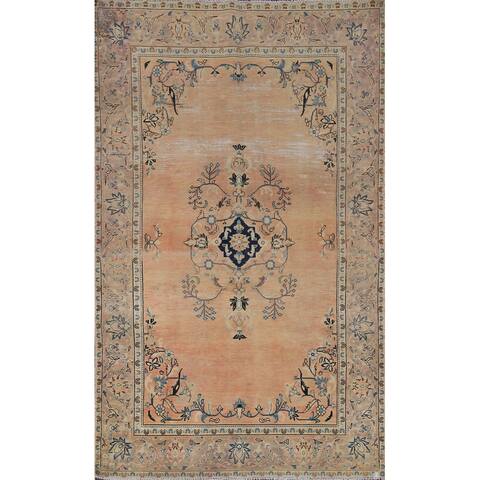 Vintage Traditional Tabriz Persian Area Rug Hand-knotted Wool Carpet - 4'3" x 7'5"