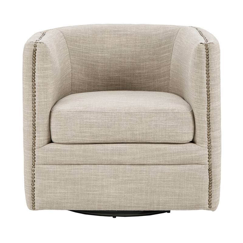 Swivel Single Sofa Chair with Nailhead Trim and Tufted Backrest