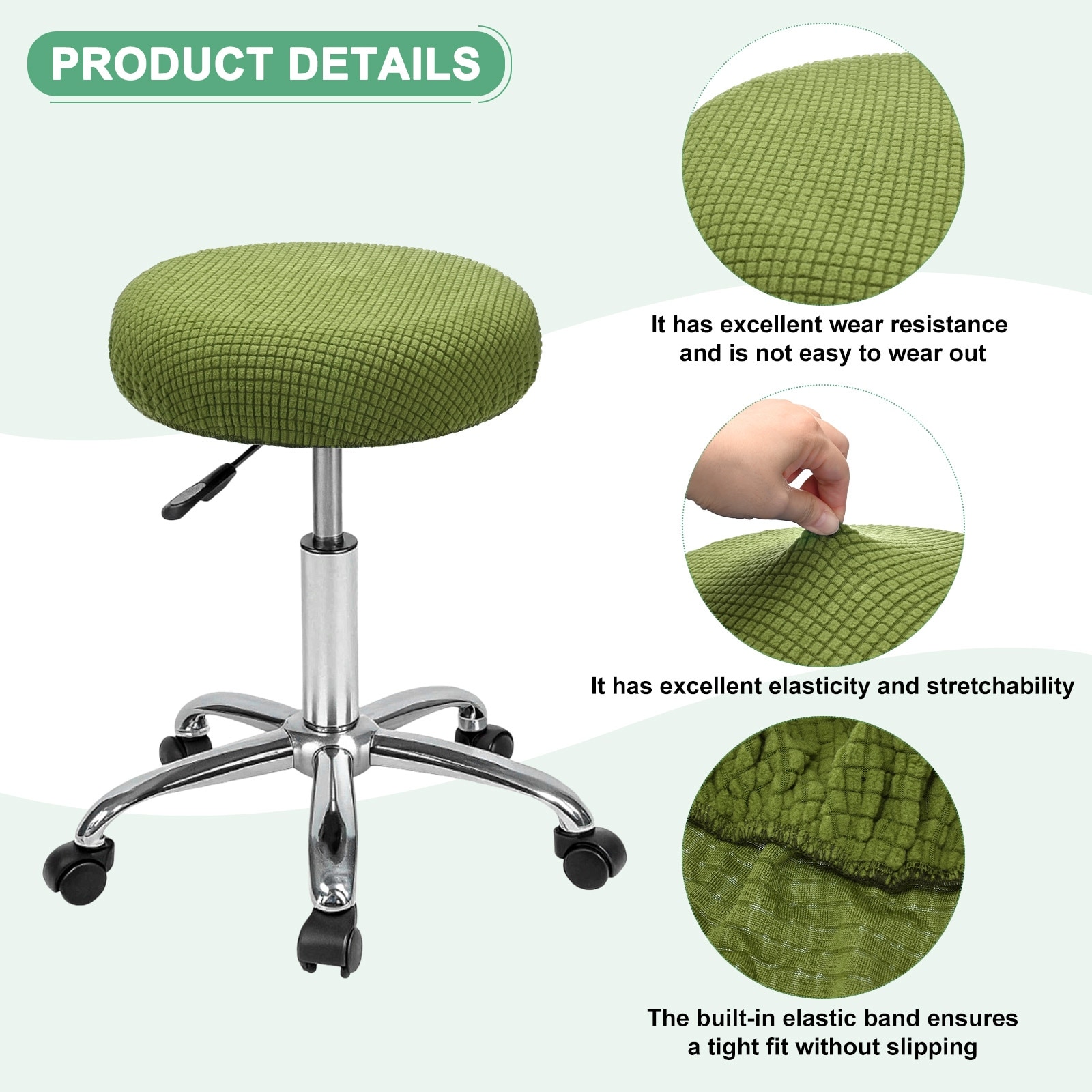 Bar Stool Covers Round Polyester Corn Grid Seat Covers with Elastic Bands