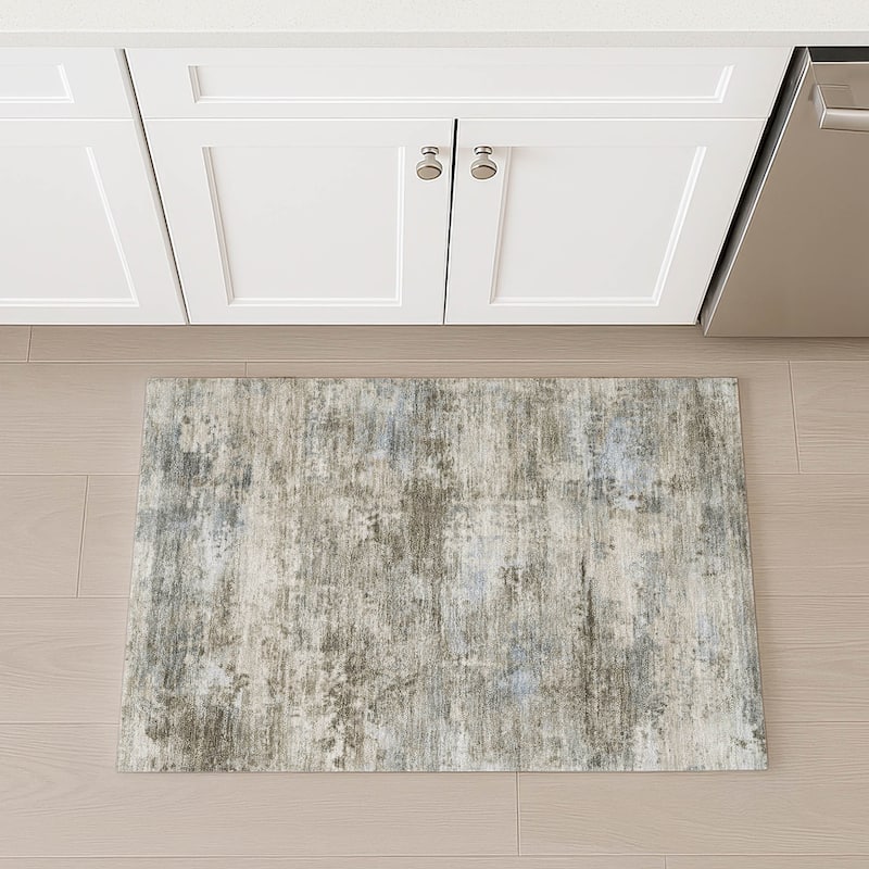 Machine Washable Indoor/ Outdoor Modern Solid Chantille Rug