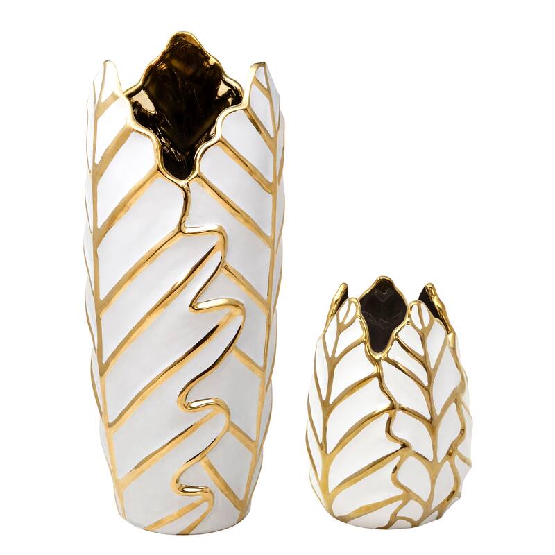 Sagebrook Home Leaf Ceramic Accent Vase