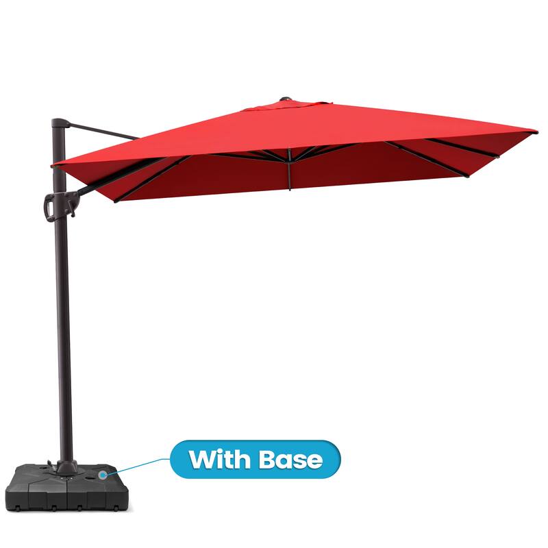 9 x 11 ft Patio Cantilever Offset Umbrella 360-degree Rotation with Base