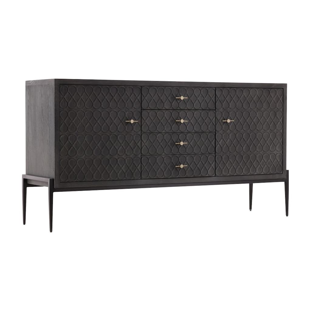 Furniture Classics Stevens Charcoal Oak Marble Top Storage Sideboard