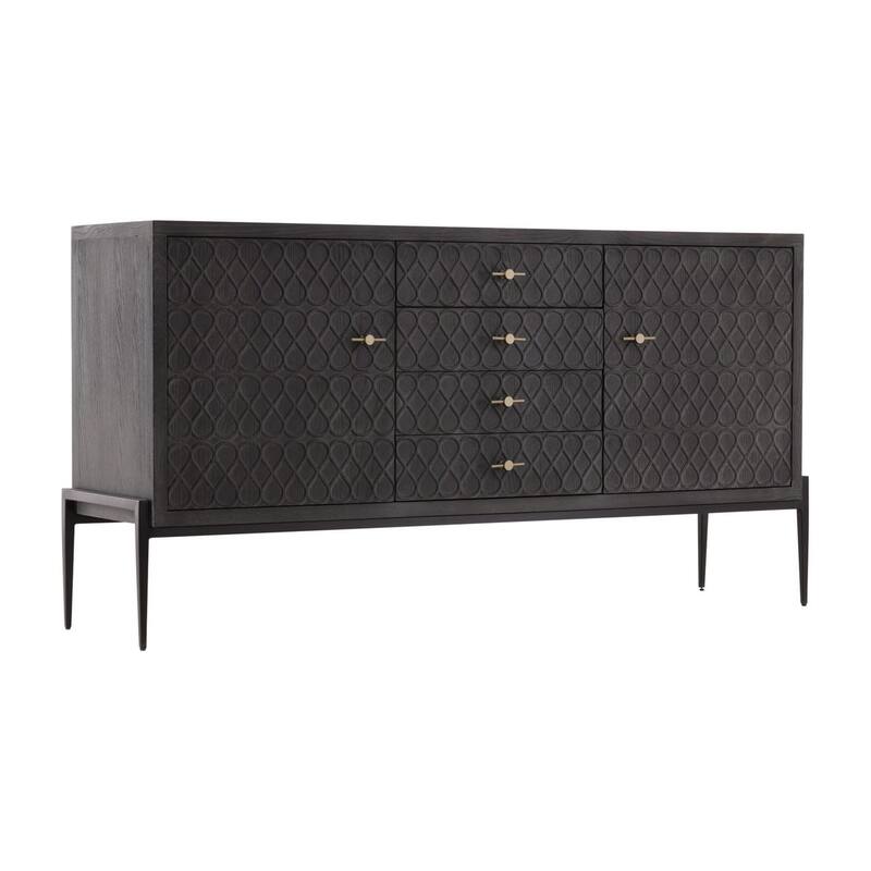 Furniture Classics Stevens Charcoal Oak Marble Top Storage Sideboard