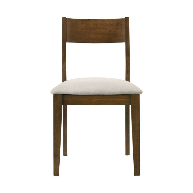 Set of 2 Upholstered Dining Side Chairs in Beige and Dark Brown