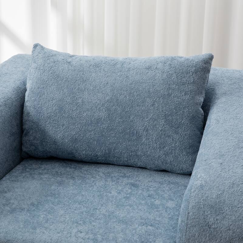 40" Convertible Chenille Floor Sofa Bed, Foldable Boneless Mattress Cloud Single Couch Lounge Chair with Armrest & Pillow