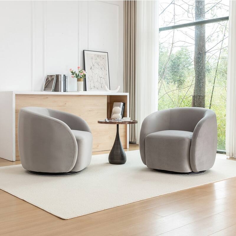 SEYNAR Modern Glam Velvet Upholstered 360 Degree Swivel Accent Armchair Set of 2