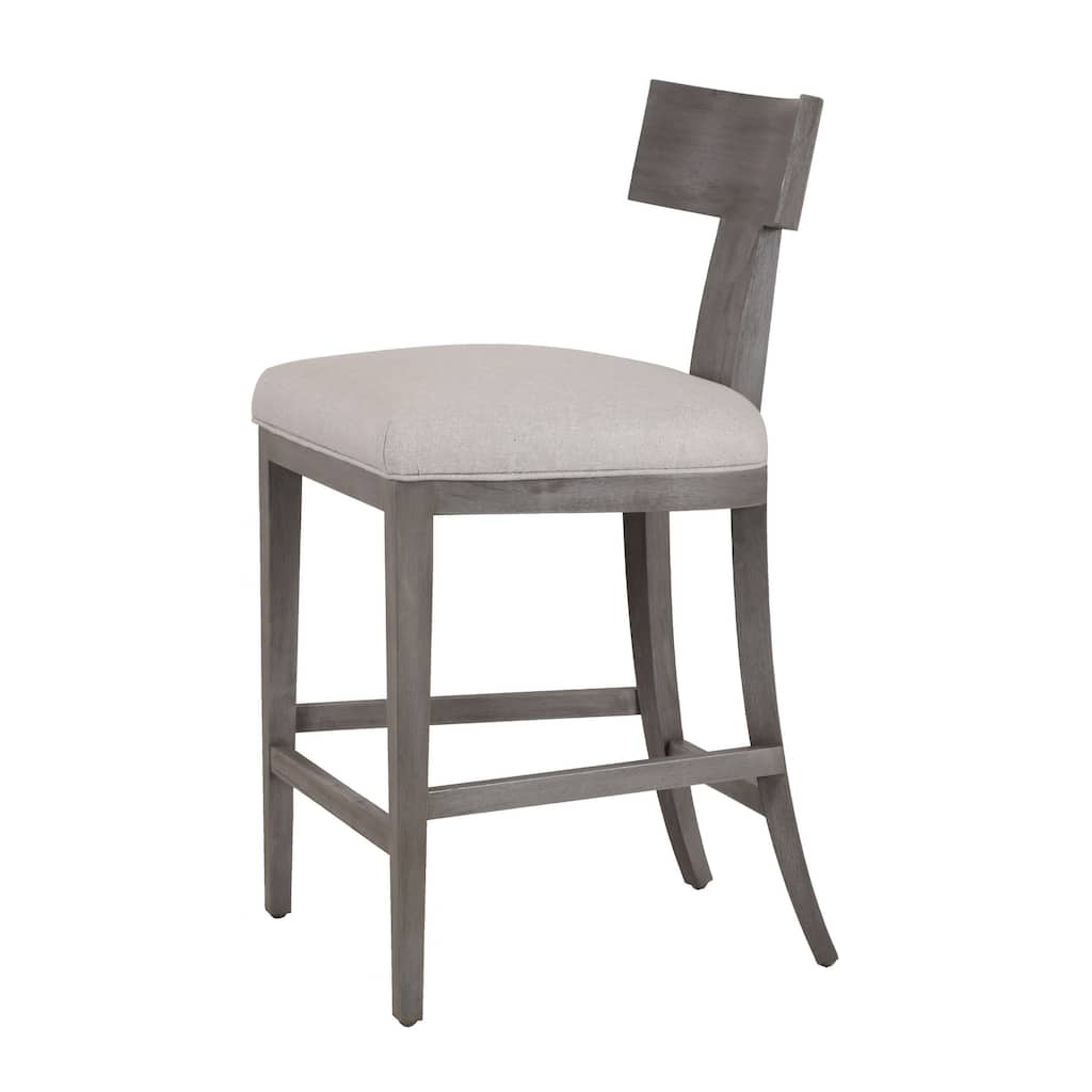 Modrest Fabien Mid-Century Modern Beige Linen & Grey Wash Counter Chair