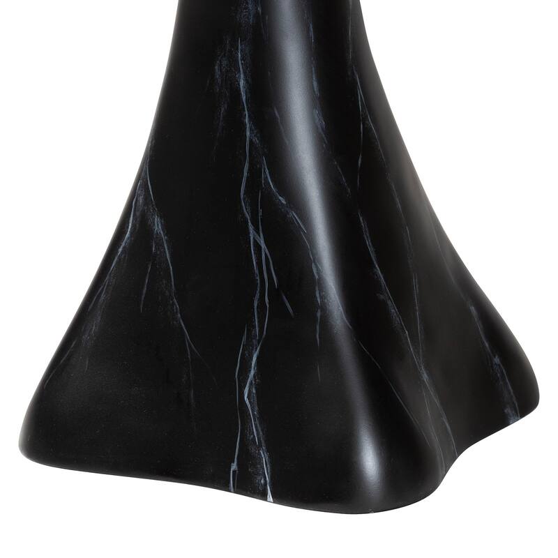 Aponi Marbled Resin End Table - Sculptural Side Table with Round Top and Pedestal Base, Modern Contemporary Statement Furniture