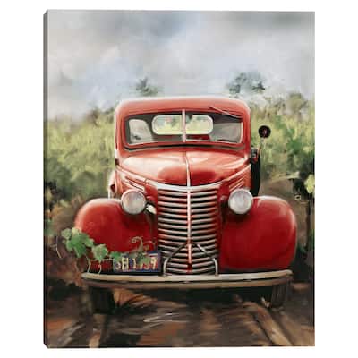 Little Red Truck by Studio Arts Canvas Art Print