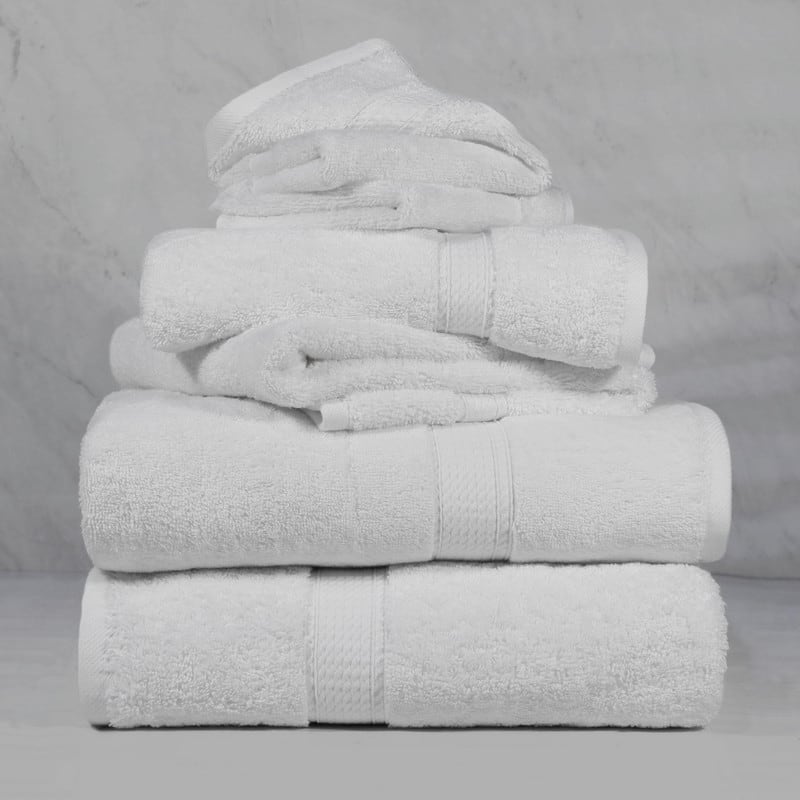 Superior Egyptian Cotton Pile Heavyweight 6-Piece Towel Set - 6-Piece Set - White