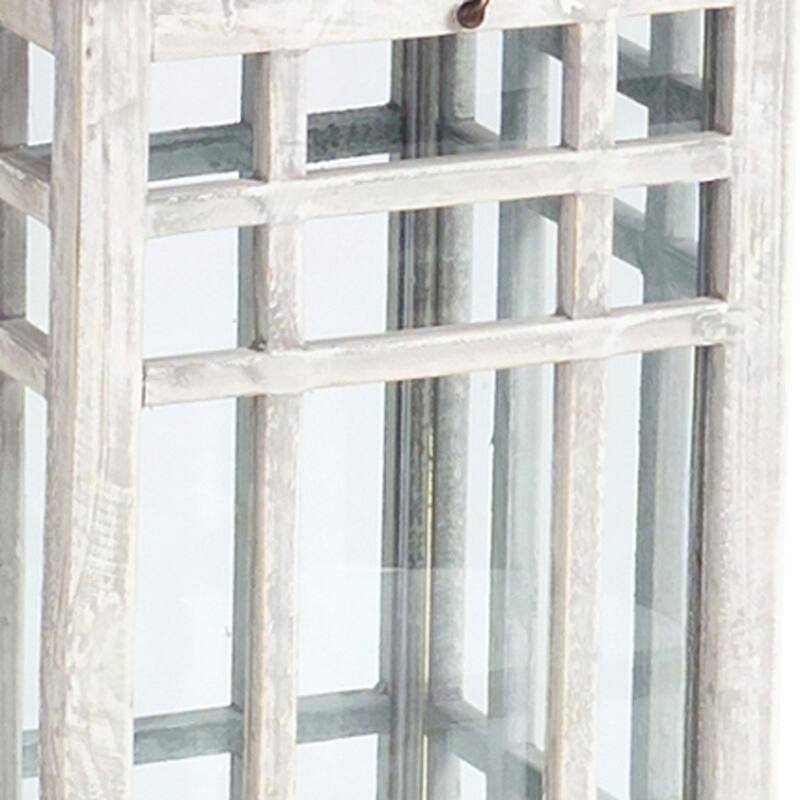 HomeRoots Set Of Two Gray Flameless Lantern Candle Holders - 17