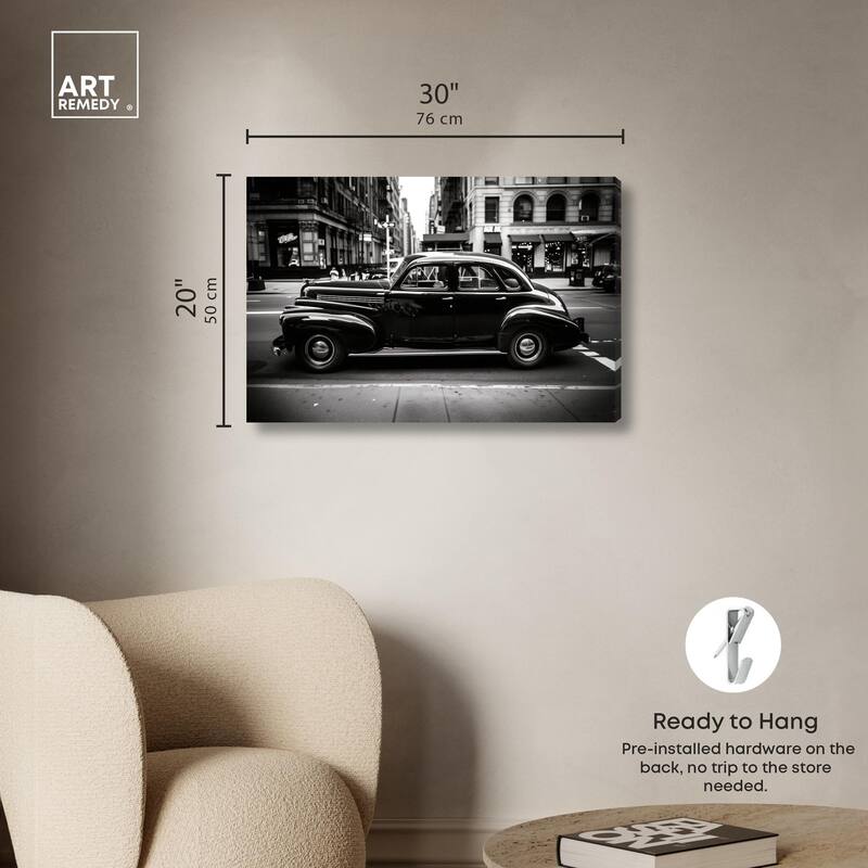 Vintage Car in New York Canvas by Art Remedy, Gallery Wrapped