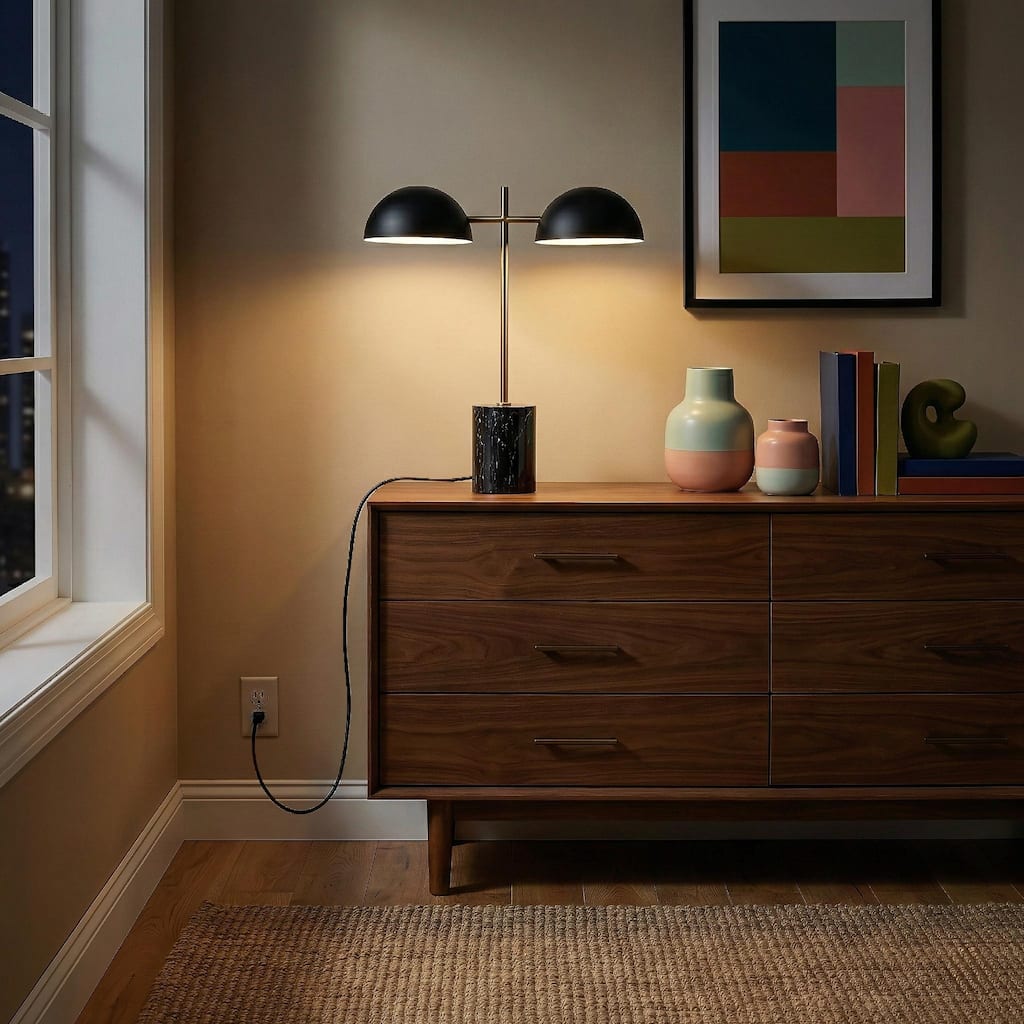 Lepo Dual Dome Modern Table Lamp with Marble Base