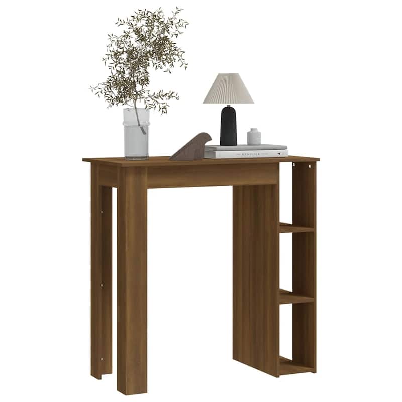vidaXL Bar Table Kitchen Pub Table Bistro Table with Shelf Engineered Wood - 40.2" x 19.7" x 40.7"