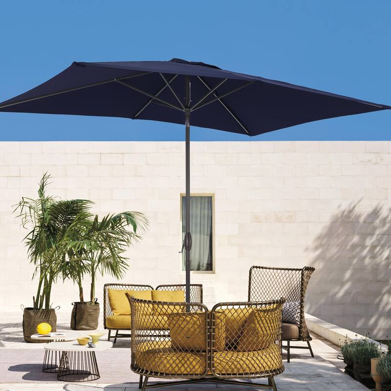 LIVOOSUN 6x9Ft Patio Market Umbrella Weather-Resistant Table Umbrella - Navy Blue