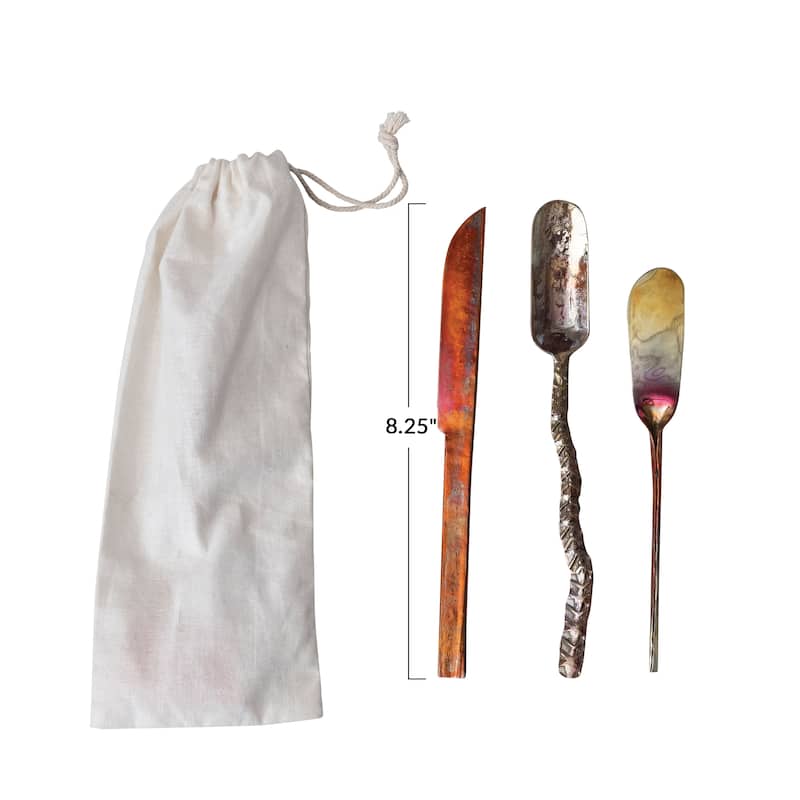 Forged Copper Cheese Knives - 8.3"L x 0.8"W x 0.3"H