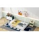 preview thumbnail 5 of 11, Metal Full Size House Platform Bed with Triangle Structure, Fence Guardrail & Horizontal Rod