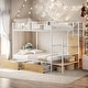 preview thumbnail 2 of 12, Multiple Features and Sturdy Design Twin Over Full Metal Bunk Bed with Drawer and Lateral Storage Ladder and Wardrobe,White