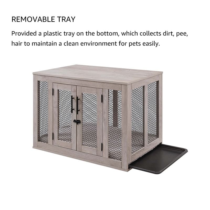 Unipaws Dog Crate with Cushion and Tray, Medium and Large Crate