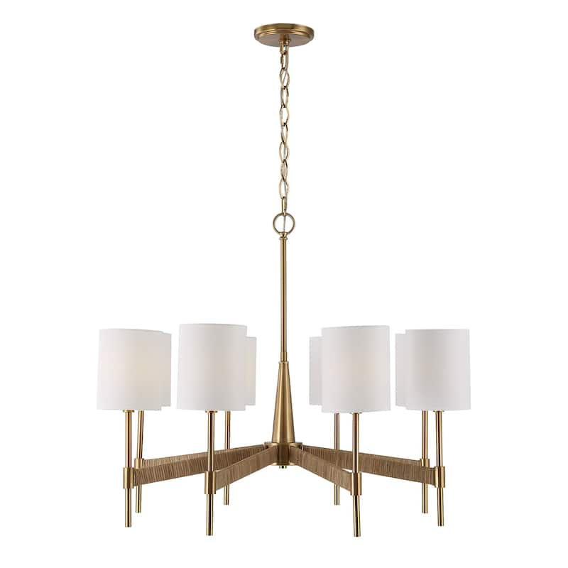 8-Light Rattan Wrapped Ceiling Chandelier - 32"