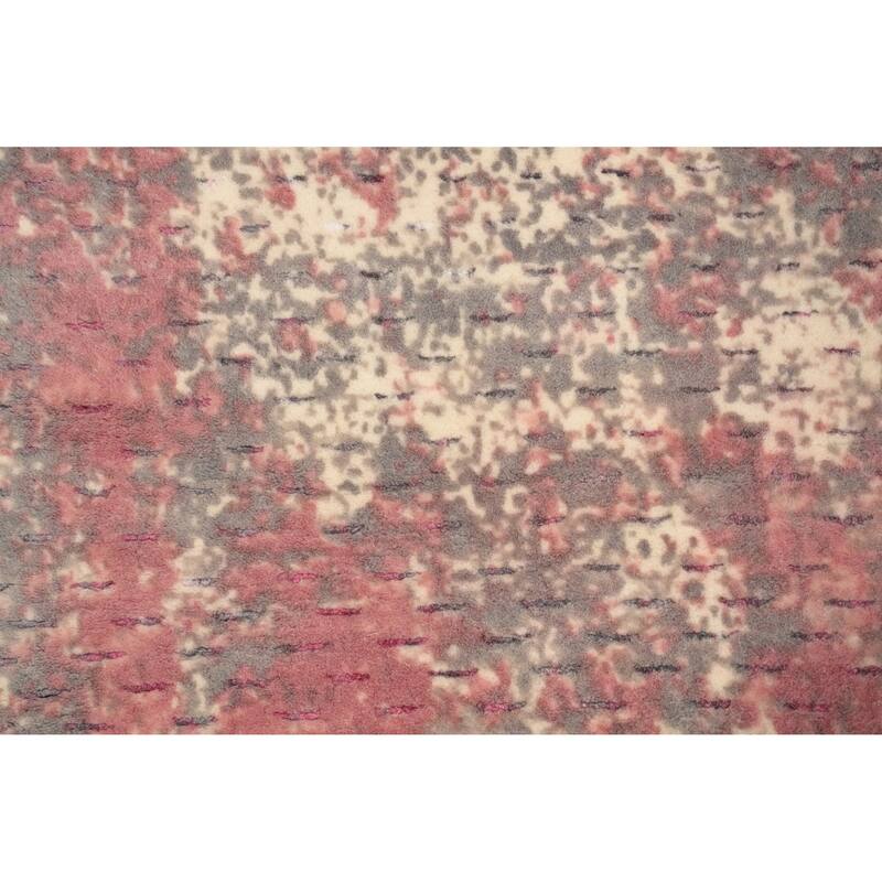 Hand Knotted Oriental Viscose Silk Carpet Modern Abstract Pink Abstract Area Rug - 3' 0'' X 2' 0''
