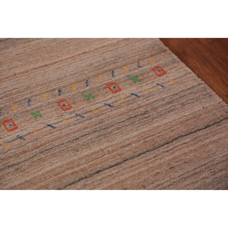 Striped Gabbeh Tribal Runner Rug Handmade Wool Carpet - 2'4" x 9'9"