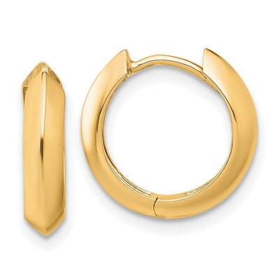 Curata 10k Yellow or White Gold Italian Knife-edged 15x6mm Hinged Hoop Earrings