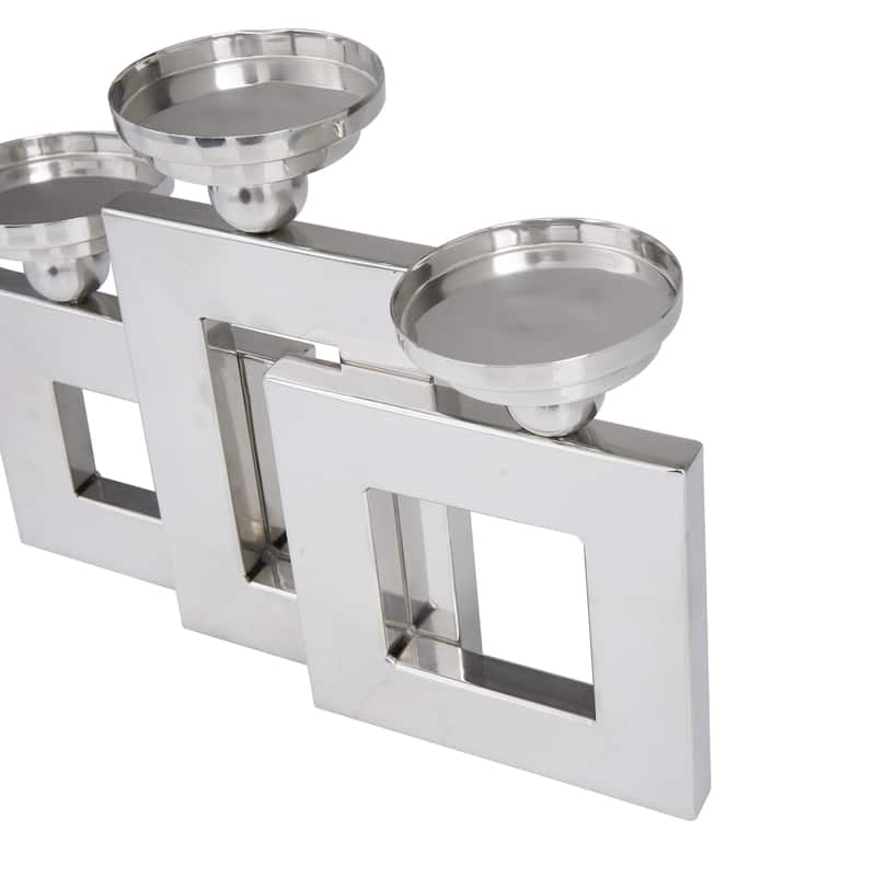 Stainless Steel Metal Pillar 3 Plate Candle Holder - Gold or Silver - Roche River Decor