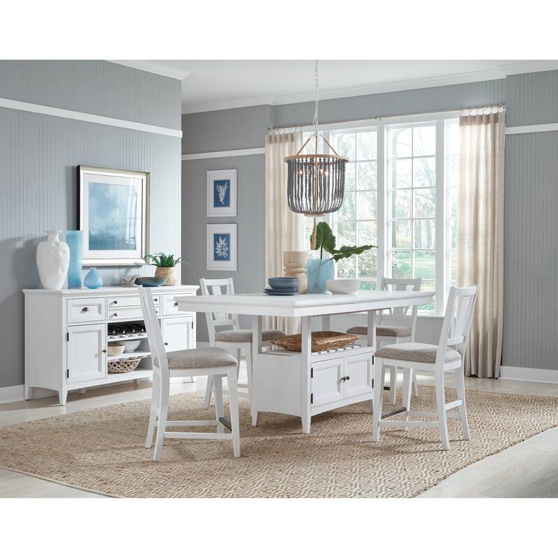 Magnussen Home Heron Cove Chalk White And Dovetail Grey Extendable Counter Height Dining Table - 38''W x 60''D x 36''H