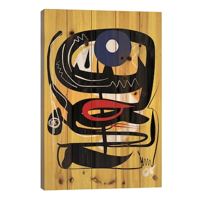 Yellow African Blue Eye Print On Wood by Emmanuel Signorino - Multi-Color