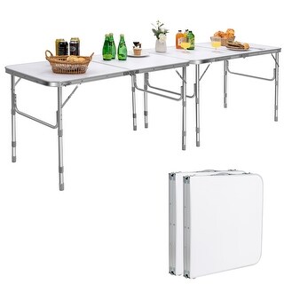 Costway 2PCS Folding Tables 8FT Height Adjustable Aluminum Picnic - See details