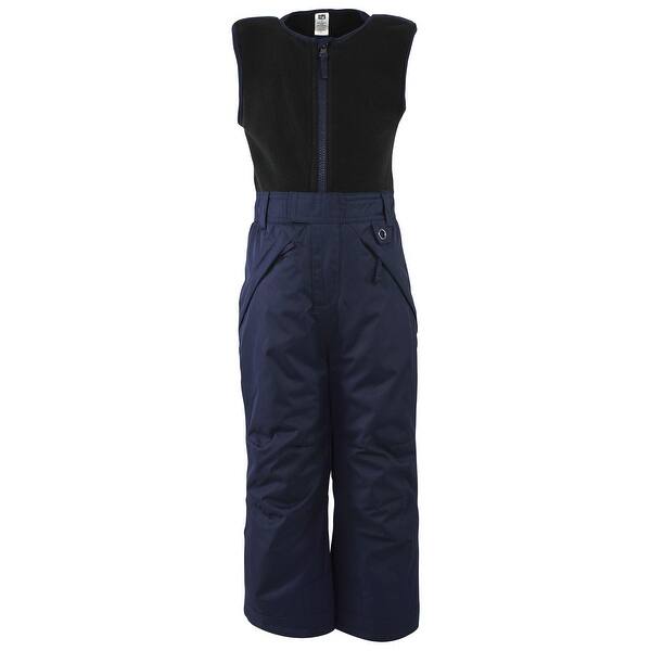 slide 1 of 1, Hudson Baby Unisex Snow Bib Overalls with Fleece Top, Navy Navy - 2T