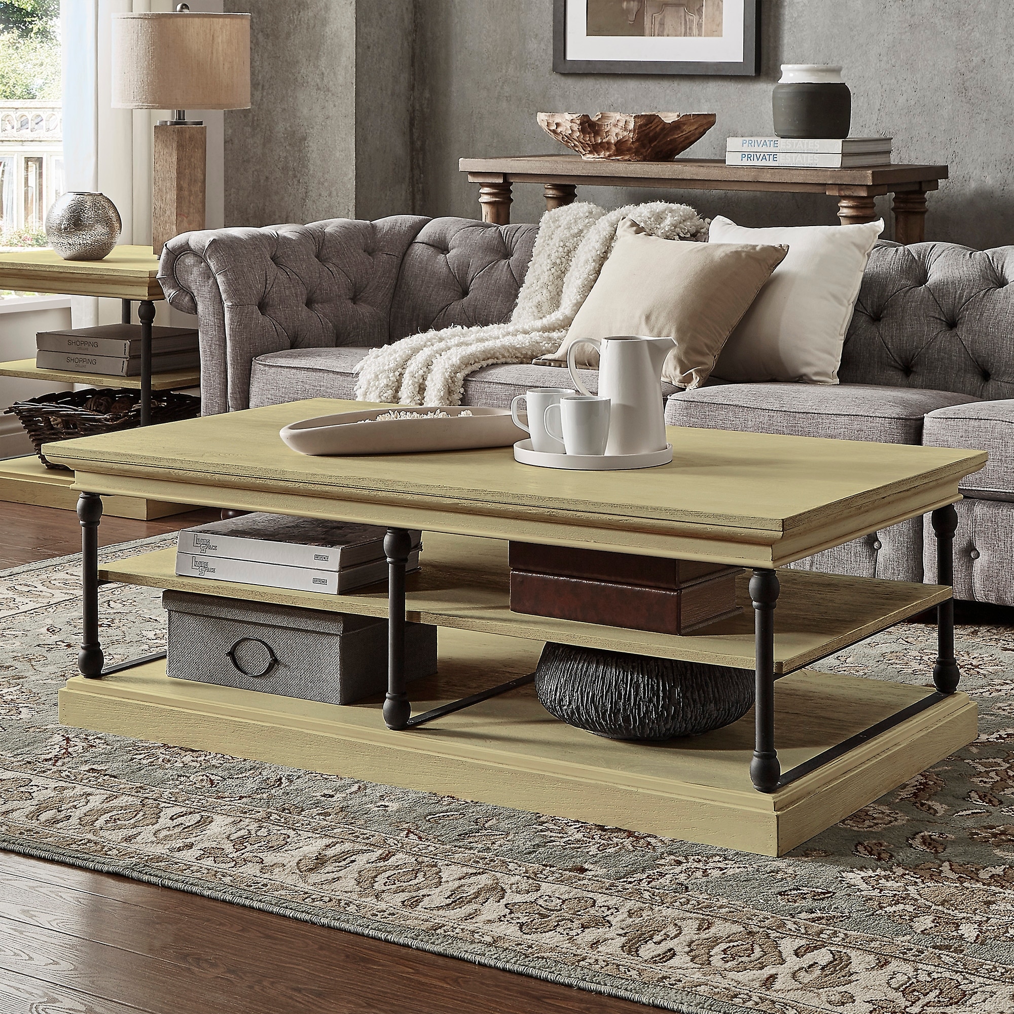 【cornice】COFFEE TABLE Barnstone Cornice Rectangle Storage Shelf Coffee Table by