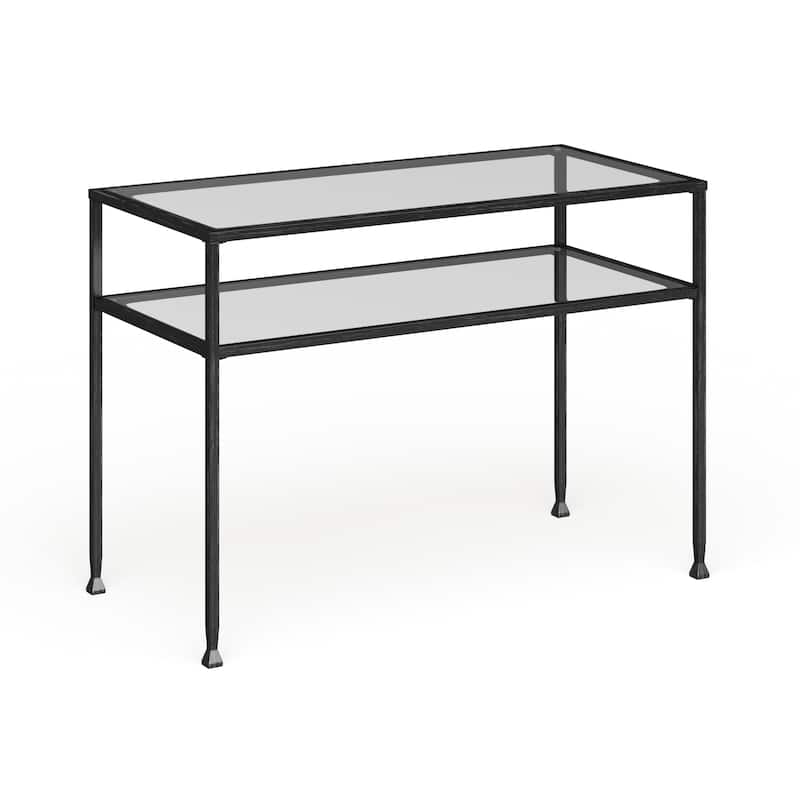 SEI Furniture Glenn Distressed Black Metal Console Table with Shelf