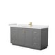 preview thumbnail 158 of 168, Miranda Single Vanity Set, Cultured Marble Top, No Mirror 66-Inch Single - Dark Gray, Gold Trim, White Cultured Marble Top