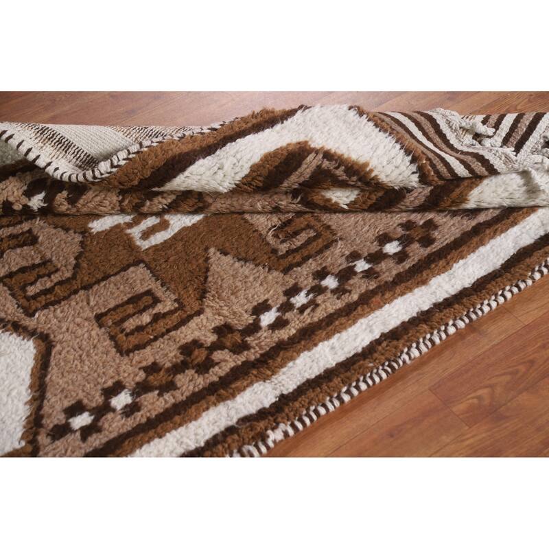 Plush Turkish Anatolian Runner Rug Hand-knotted Beige Wool Carpet - 3'6"x 13'3"