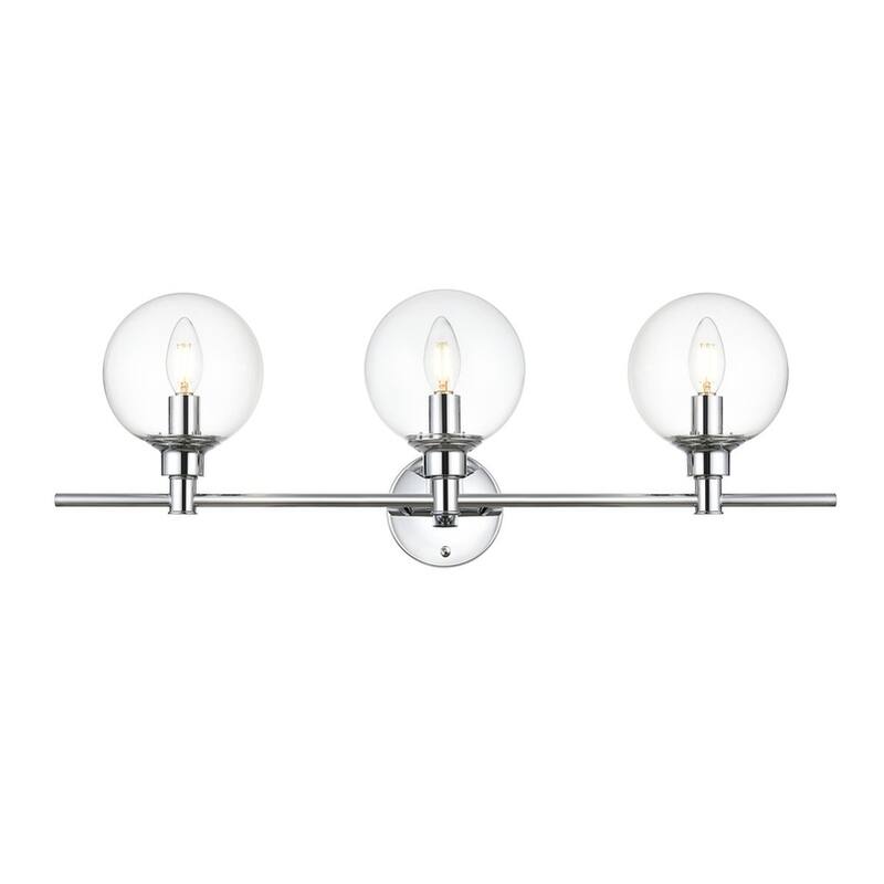 Jaelyin 1 Light Black and Clear Bath Sconce - Chrome - 28