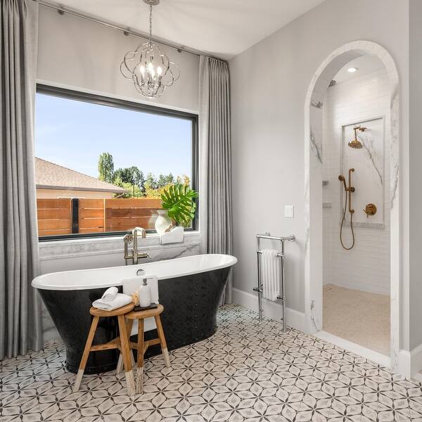 Somertile Carra Bardiglio Floral Porcelain Hexagon Floor Wall Tiles Overstock 17817389