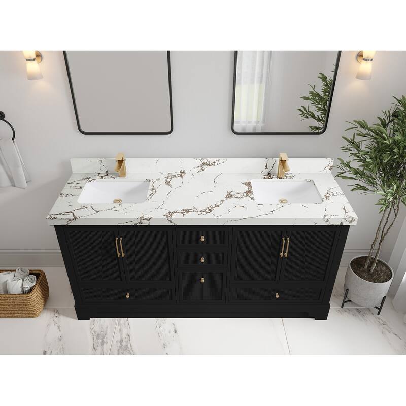 Willow Collections 72 x 22 Alys Double Bowl Sink Bathroom Vanity with Countertop