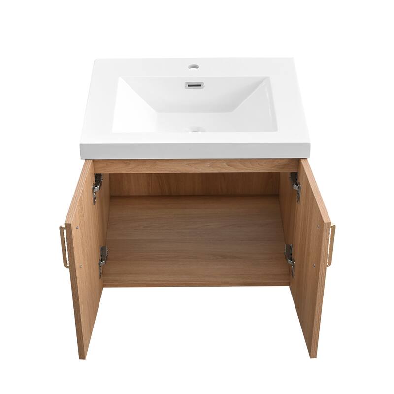 StellarArc 24/ 30 in Wall Mounted Single Sink Bathroom Vanity with Integral Sink Top with Soft Close Door
