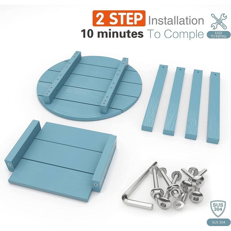 WINSOON All Weather HIPS Outdoor Round 2-Tier Outdoor Side Tables Adirondack Tables