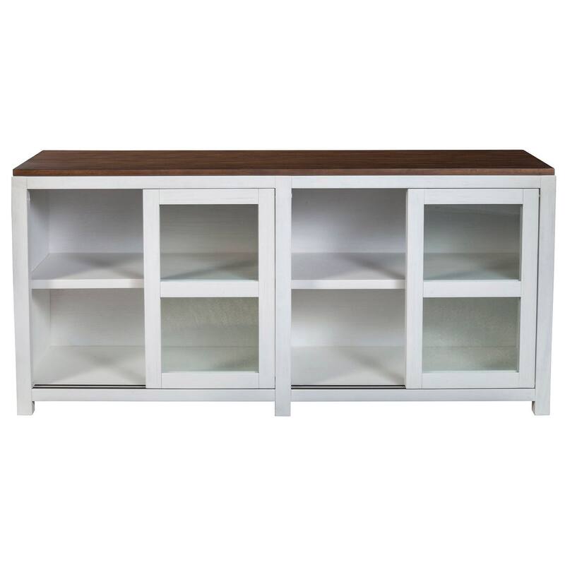 Alpine Furniture Donham Large Wood Display Cabinet in Brown and White