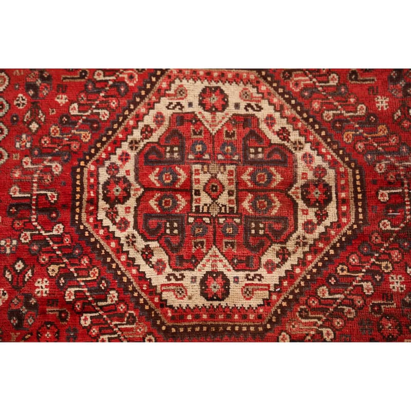 Geometric Abadeh Persian Area Vintage Rug Handmade Wool Carpet - 5'11" x 8'2"