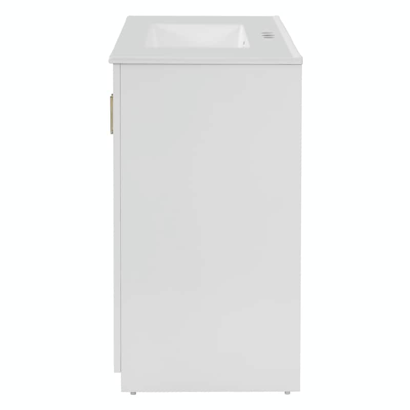 36'' Bathroom Vanity with Ceramic Sink Combo, Solid Wood Frame Bathroom Storage Cabinet