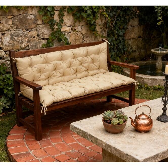 GDFStudio - 3-Seater Tufted Outdoor Cushion for Swing, Bench, Patio Sofa