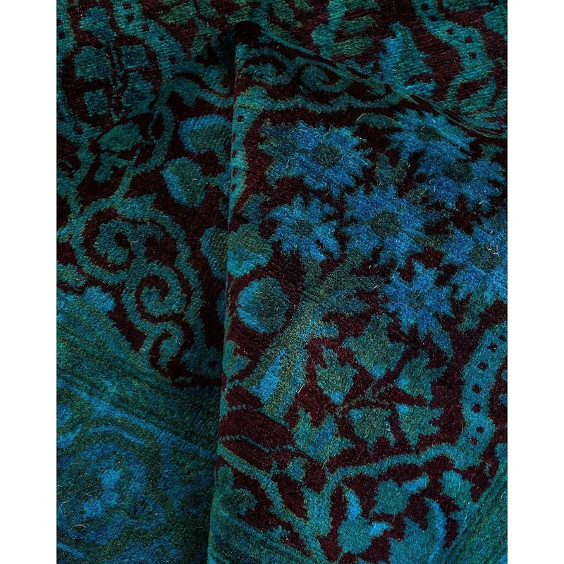 Overton Hand Knotted Wool Vintage Inspired Modern Contemporary Overdyed Black Runner Rug - 2' 7" x 12' 0"